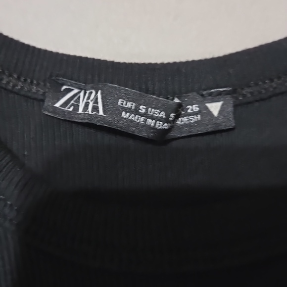 Zara Black Ribbed Racetracker Tank Top Size S - Picture 6 of 6